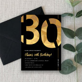 Elegant black and gold 30th Birthday Party 招待状