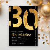 Elegant black and gold 30th Birthday Party 招待状
