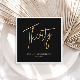 Elegant Black and Gold 30th Birthday Party Invite スタンダードカクテルナプキン