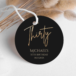 Elegant Black and Gold 30th Birthday Party Invite フェイバータグ