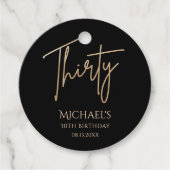 Elegant Black and Gold 30th Birthday Party Invite フェイバータグ (正面)