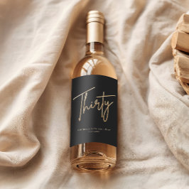 Elegant Black and Gold 30th Birthday Party Invite ワインラベル