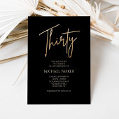 Elegant Black and Gold 30th Birthday Party Invite 招待状