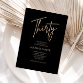 Elegant Black and Gold 30th Birthday Party Invite 招待状