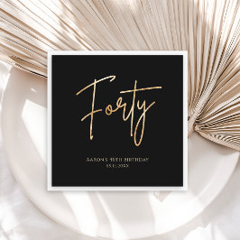 Elegant Black and Gold 40th Birthday Party スタンダードカクテルナプキン