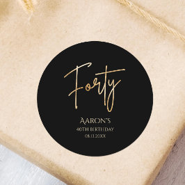 Elegant Black and Gold 40th Birthday Party ラウンドシール