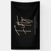 Elegant Black and Gold 50th Birthday Banner 横断幕 (縦)