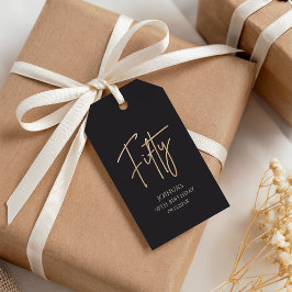Elegant Black and Gold 50th Birthday Party ギフトタグ