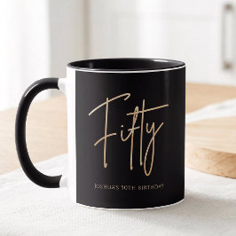 Elegant Black and Gold 50th Birthday Party マグカップ