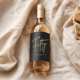 Elegant Black and Gold 50th Birthday Party ワインラベル