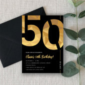 Elegant black and gold 50th Birthday Party 招待状
