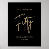 Elegant Black and Gold 50th Birthday Poster ポスター (正面)