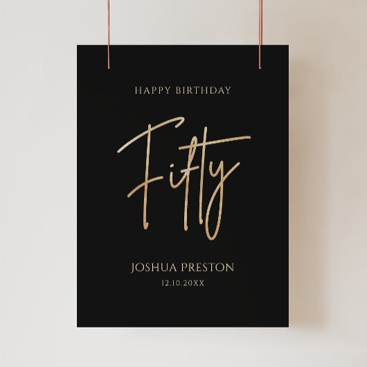 Elegant Black and Gold 50th Birthday Poster ポスター