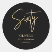 Elegant Black and Gold 60th Birthday ラウンドシール (正面)