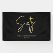 Elegant Black and Gold 60th Birthday Banner 横断幕 (横)