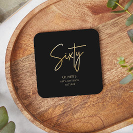 Elegant Black and Gold 60th Birthday Party  スクエアペーパーコースター