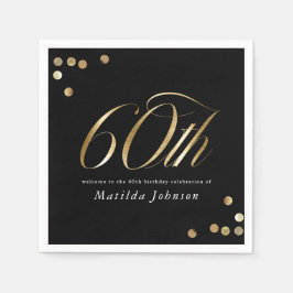 Elegant Black and Gold 60th Birthday Party スタンダードカクテルナプキン