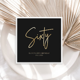 Elegant Black and Gold 60th Birthday Party スタンダードカクテルナプキン