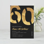 Elegant black and gold 60th Birthday Party 招待状 (スタンド正面)