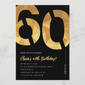 Elegant black and gold 60th Birthday Party 招待状 (正面)