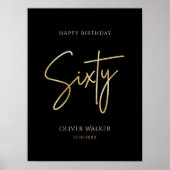 Elegant Black and Gold 60th Birthday Poster ポスター (正面)