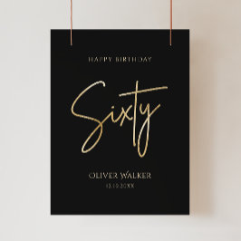 Elegant Black and Gold 60th Birthday Poster ポスター
