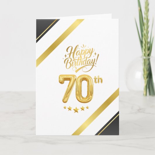 Elegant Black and Gold 70th Birthday – Luxury カード (正面)