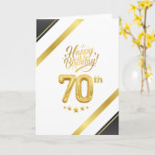 Elegant Black and Gold 70th Birthday – Luxury カード (黄色い花)