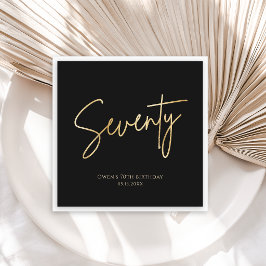 Elegant Black and Gold 70th Birthday Party スタンダードカクテルナプキン