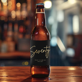 Elegant Black and Gold 70th Birthday Party ビールラベル