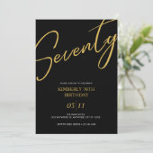 Elegant Black and Gold 70th Birthday Party 招待状 (スタンド正面)