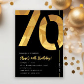 Elegant black and gold 70th Birthday Party 招待状