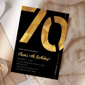 Elegant black and gold 70th Birthday Party 招待状