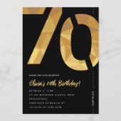 Elegant black and gold 70th Birthday Party 招待状 (正面)