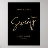 Elegant Black and Gold 70th Birthday Poster ポスター (正面)