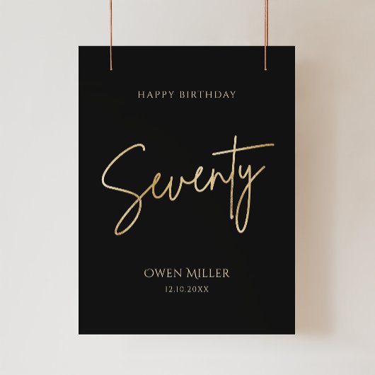 Elegant Black and Gold 70th Birthday Poster ポスター