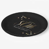 Elegant Black and Gold 80th Birthday Party ペーパープレート (アングル)