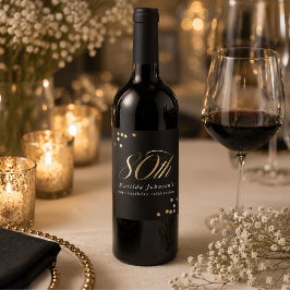 Elegant Black and Gold 80th Birthday Party ワインラベル