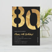 Elegant black and gold 80th Birthday Party 招待状 (スタンド正面)