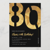 Elegant black and gold 80th Birthday Party 招待状 (正面)
