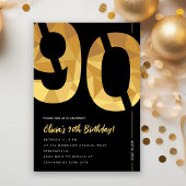 Elegant black and gold 90th Birthday Party 招待状