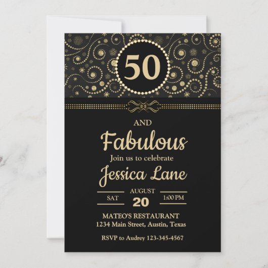 Elegant Black and Gold ANY AGE Birthday Party 招待状 (正面)