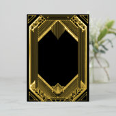 Elegant Black and Gold Art Deco  Wedding 箔招待状 (立ち正面)