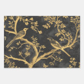 Elegant Black and Gold Birds ラッピングペーパーシート (正面2)