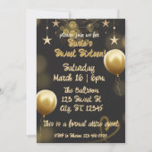 Elegant Black and Gold birthday Invitation 招待状 (正面)