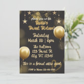 Elegant Black and Gold birthday Invitation 招待状 (スタンド正面)