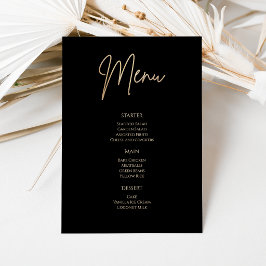 Elegant Black and Gold Birthday Party Menu Card 招待状