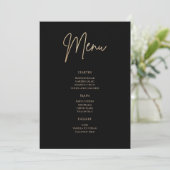 Elegant Black and Gold Birthday Party Menu Card 招待状 (スタンド正面)