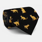 Elegant Black and Gold Cat Neck Tie ネクタイ (ロール)