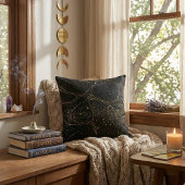 Elegant Black and Gold Celestial Abstract クッション